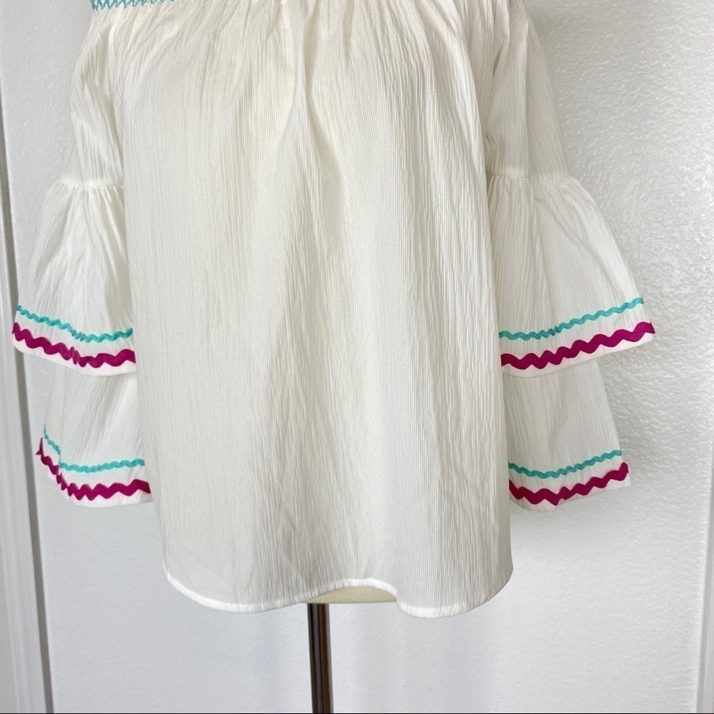 Entro Off Shoulder Blouse Double Gauze White S - Picture 7 of 8